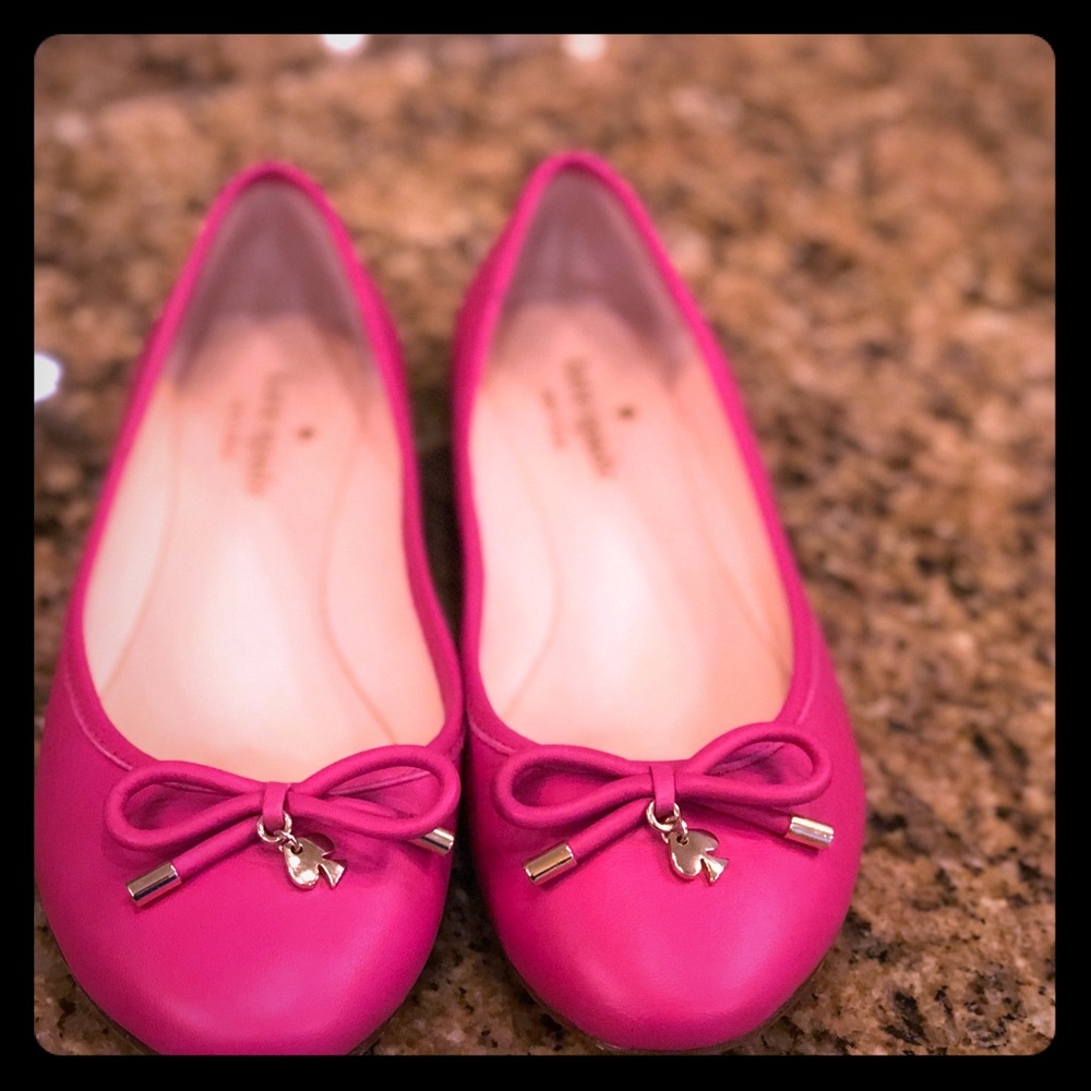 Kate Spade Pink Flats with Bow and charm